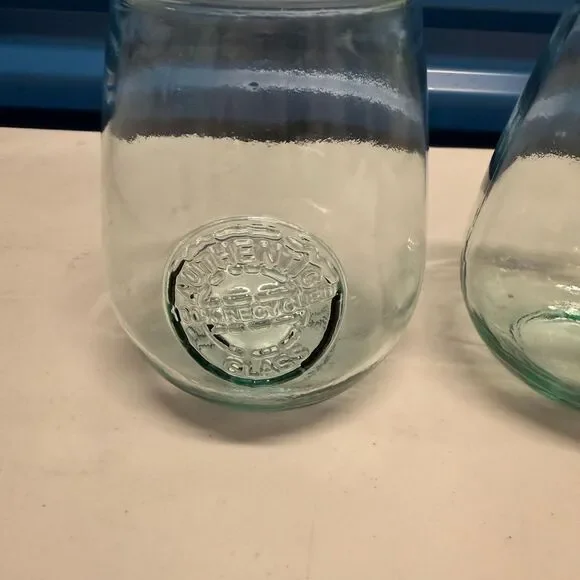 San Miguel Authentic Stemless Glasses Set of 2 with Embossed Recycled Glass - Picture 2 of 4